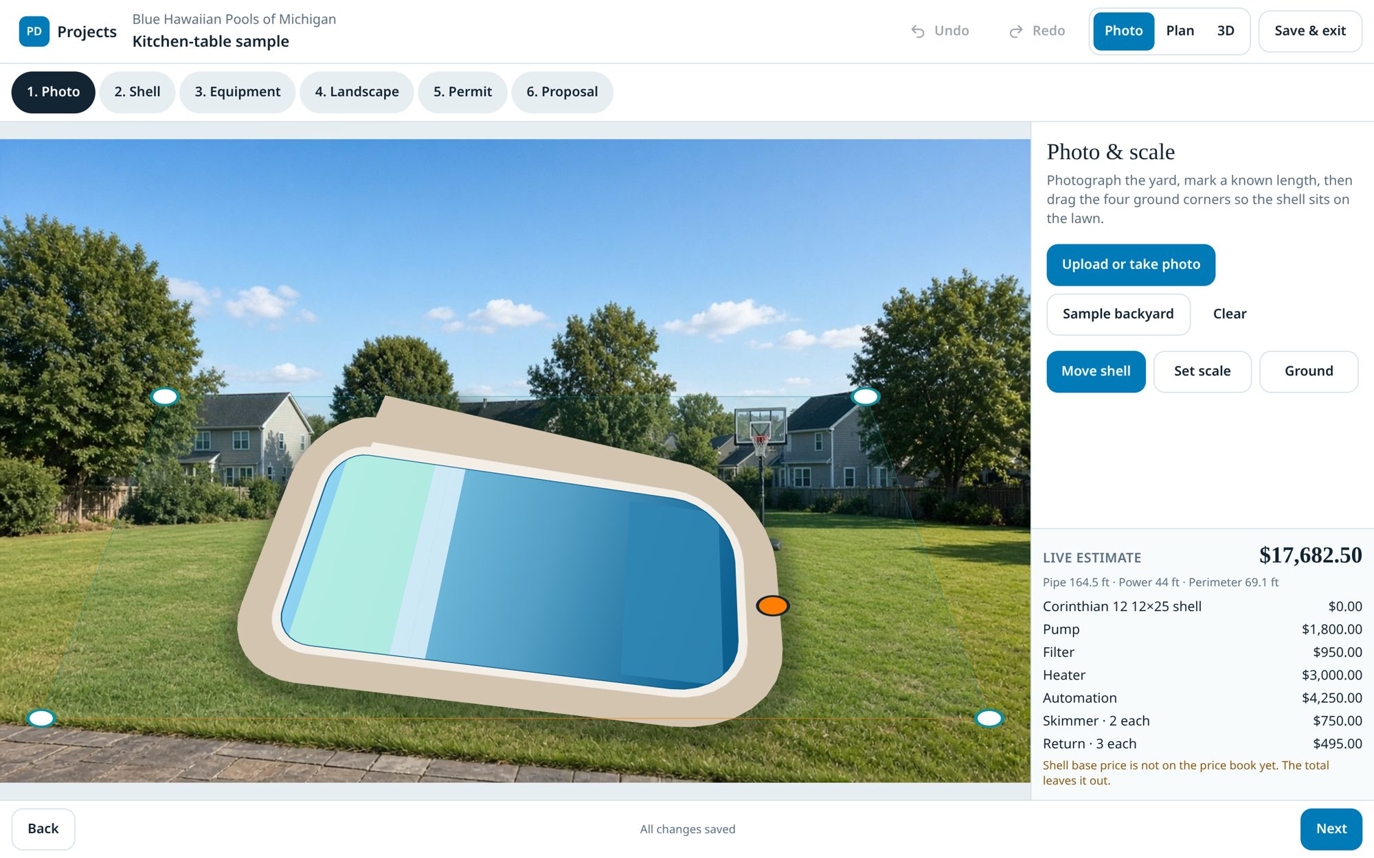 Pool placed on a backyard photo
